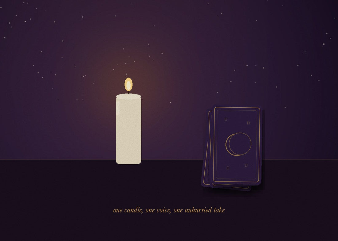 Candles and ritual tools on a kitchen table